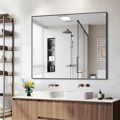 Black Bathroom Mirror for Wall, 36x40 Inch Rectangle Mirrors - Image 5