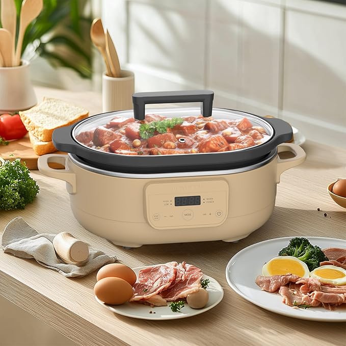 6 Quart Programmable Slow Cooker Removable Healthy Nonstick Pot - Image 4