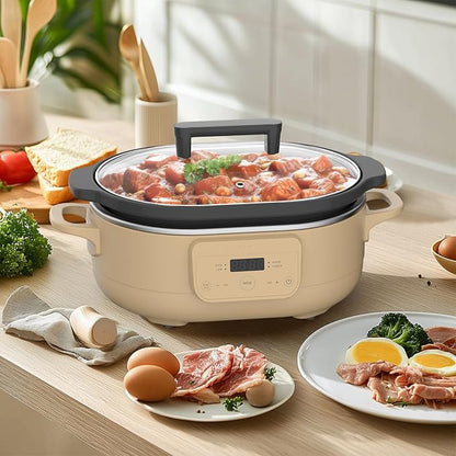 6 Quart Programmable Slow Cooker Removable Healthy Nonstick Pot - Image 4