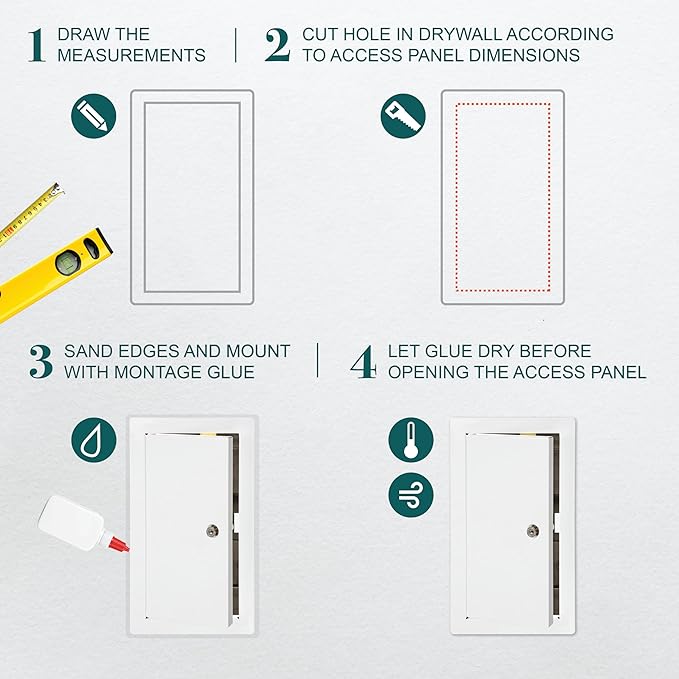 6" x 12" Lockable White Metal Access Panel. Service Shaft Door Panel - Image 3