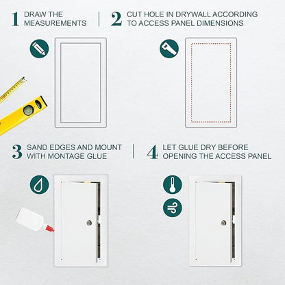6" x 12" Lockable White Metal Access Panel. Service Shaft Door Panel - Image 3