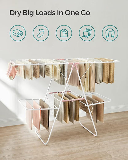 SONGMICS Clothes Drying Rack, Foldable 2-Level Laundry Drying Rack, - Image 3