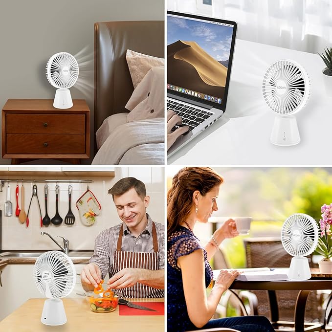 Miady USB Desk Fan, Upgraded 5000mAh Portable Desktop Fan 135°Auto-Oscillating - Image 7