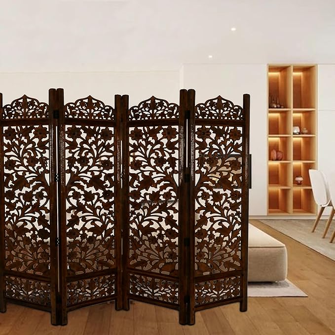 Lightnpro 4 Panel Wooden Room Divider 72 x 72 Inch - Image 9