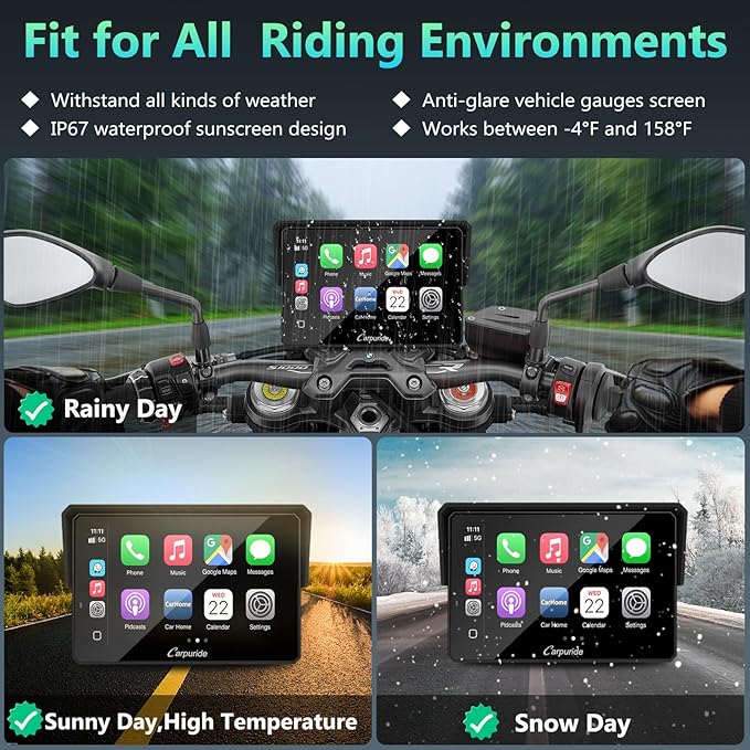 CARPURIDE W502BS PRO for BMW Motorcycle CarPlay & Android Auto Dual Bluetooth - Image 8