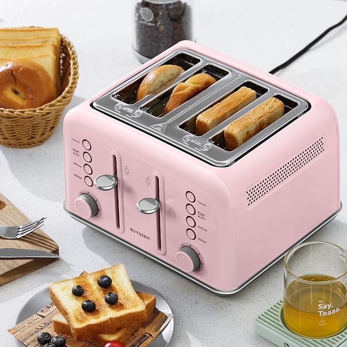 BUYDEEM DT640 4-Slice Toaster, Extra Wide Slots, Retro Stainless Steel - Image 8