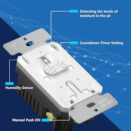 LIDER No Neutral Wire Required Humidity Sensor Switch, Automatic Humidity - Image 6