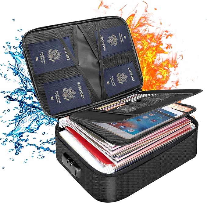 DocSafe Document Bag with Lock, Fireproof 3-Layer File Storage Case with by DocSafe