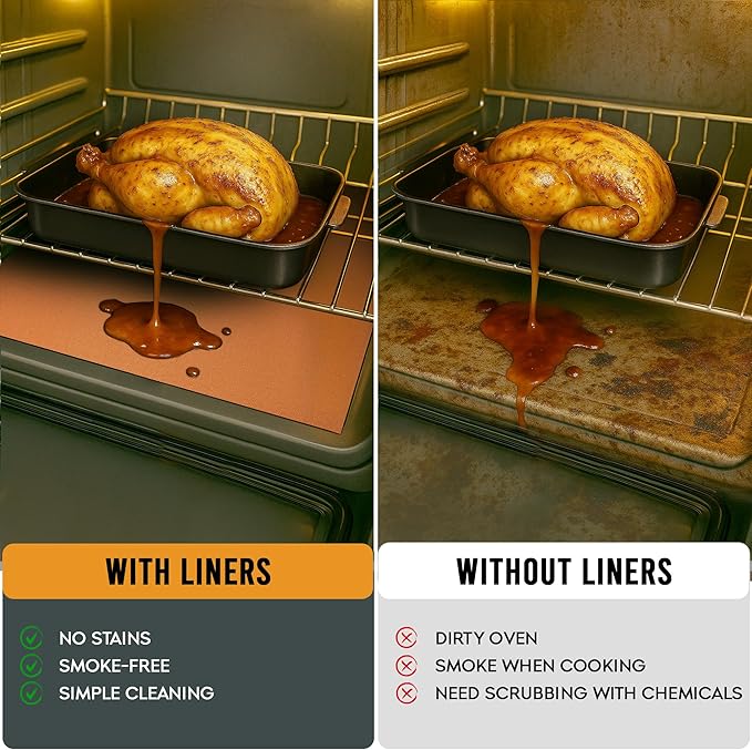 Non Stick Oven Liners for Bottom of Oven, 3 Pack Large Heavy Duty Mats - Image 4