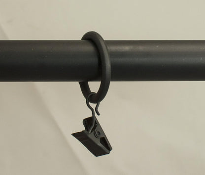 Urbanest Set of 16 Metal Curtain Drapery Clip Rings 1 Inch Diameter, Fits up to 3/4 Inch Rod, (Matte Black)