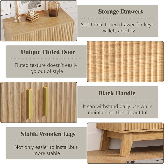 Shoe Cabinet Storage for Entryway, 4 Tier Fluted Shoe Storage Cabinet - Image 4