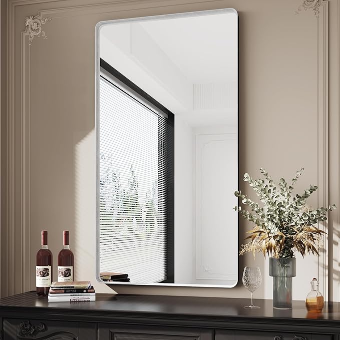30x55 Silver Bathroom Mirror concave Frame, Wall-Mounted Mirrors, Mirror - Image 2