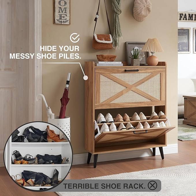 Shoe Storage Cabinet, Boho Shoe Organizer - Image 3