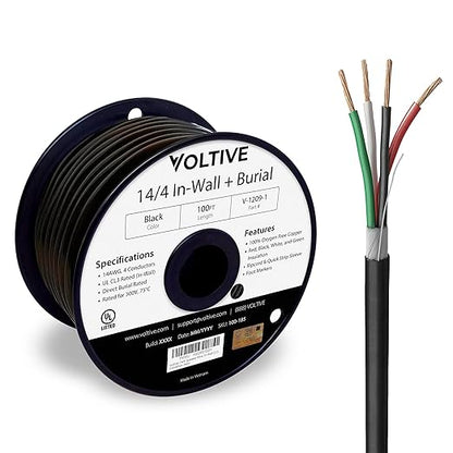 Voltive 14/4 Speaker Wire, in-Wall CL3 & Direct Burial, 100ft by Voltive