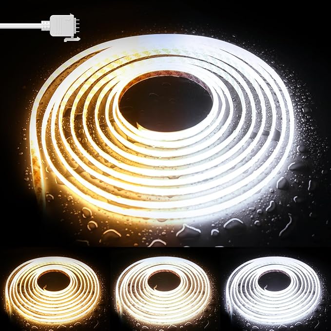 PAUTIX COB LED Strip Light CCT Tunable White IP65 Waterproof, CRI90+ 16.4ft/5m by PAUTIX