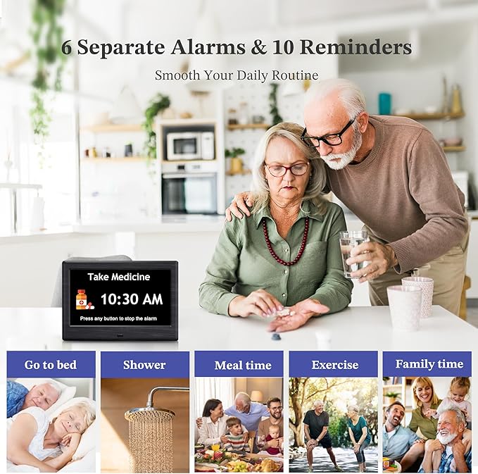 7'' Dementia Clock For Seniors, Large Display Digital Clock - Image 3