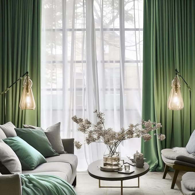 FMFUNCTEX Velvet Blackout Curtains Sage Green Thermal Insulated Curtains - Image 8