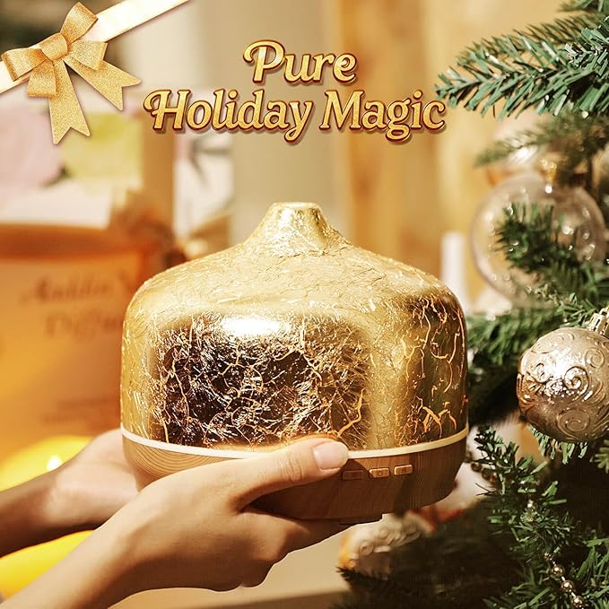 Porseme 500ml Essential Oil Diffuser Gold Plated Glass Aromatherapy Ultrasonic - Image 6