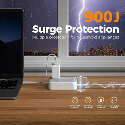 Extension Cord 10 ft, TESSAN Surge Protector Power Strip Long Cord - Image 2