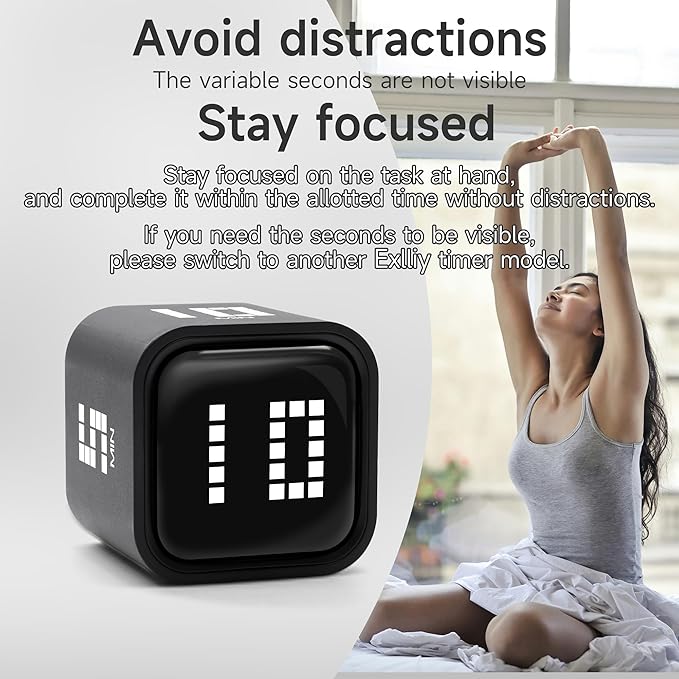 Rotating Productivity Timer 5, 60 Minutes Preset, Desk Cube w/Gravity Sensor - Image 3
