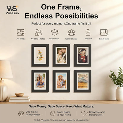 5x7 Picture Frame Black - 3 Pack, Solid Wood Frame, with HD Tempered Glass, Displays 4x6 or 5 x 7 Photo, for Tabletop & Wall in Living Room, Bedroom, Office, Gallery