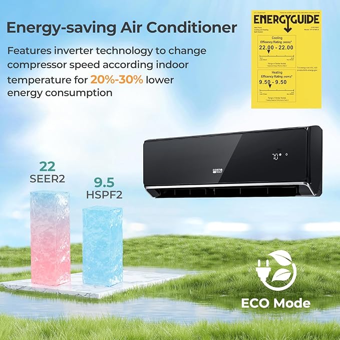 COSTWAY 12000 BTU Wifi Enabled Mini Split Air Conditioner & Heater, 22 SEER2 - Image 4