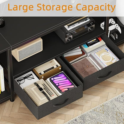 GYIIYUO LED TV Stand with Mount and Power Outlet & Fabric Drawers - Image 5