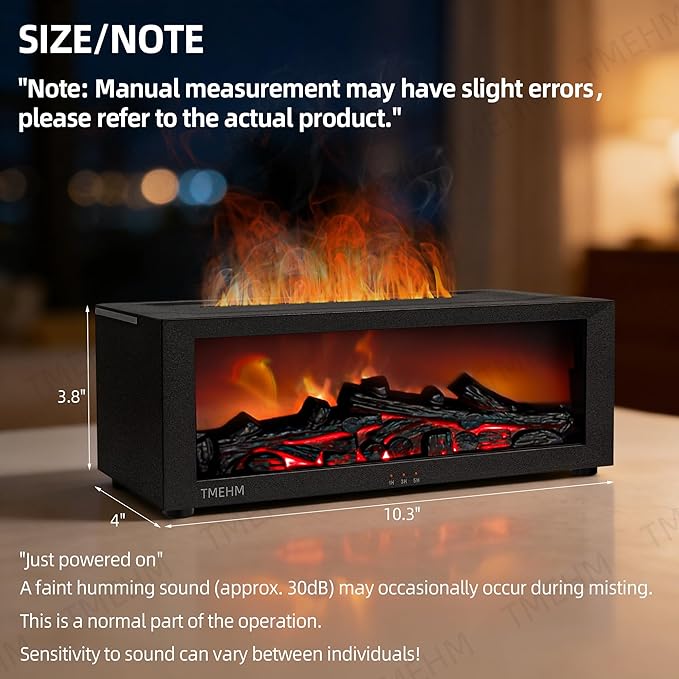 Fireplace Flame Air Diffuser Humidifier, 7 Colors Aromatherapy Essential Oil - Image 2