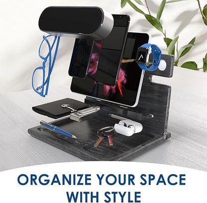 BarvA Two Phone Docking Station | Night Stand Desk Organizer | Wood Nightstand - Image 4