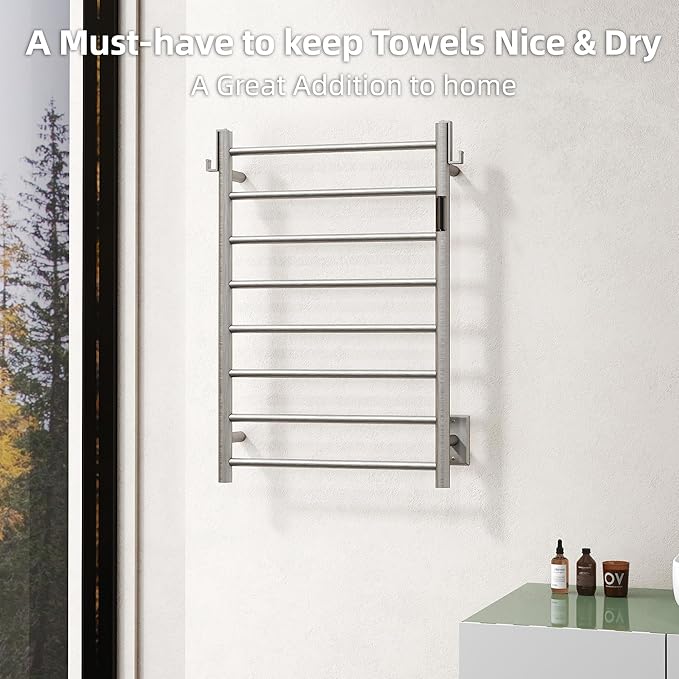 P&Bhusri Heated Towel Rack for Bathroom, Wall Mounted Electric Towel Rack - Image 8