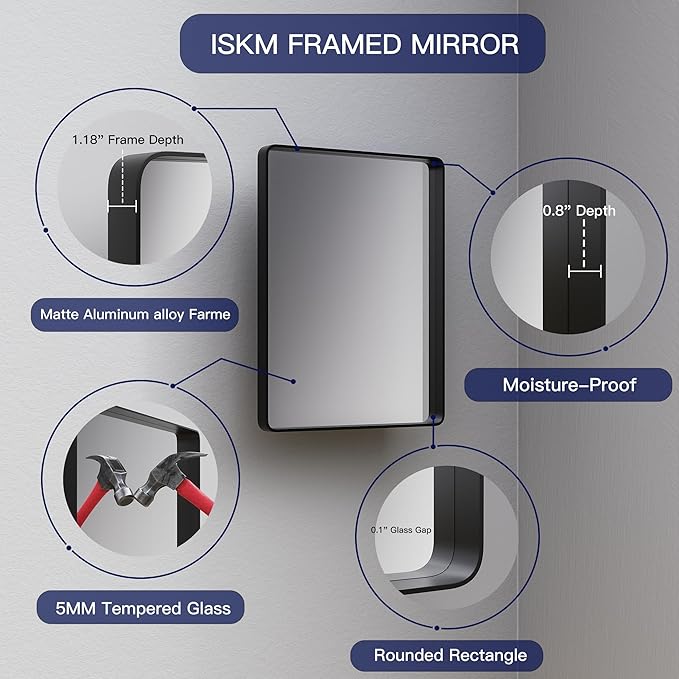 ISKM Large Bathroom Vanity Mirror, 72 x 32 Inch Mirror - Image 3