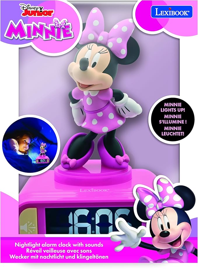 LEXiBOOK, Disney Minnie, Minnie Nightlight Alarm Clock, Sounds and Melodies - Image 3