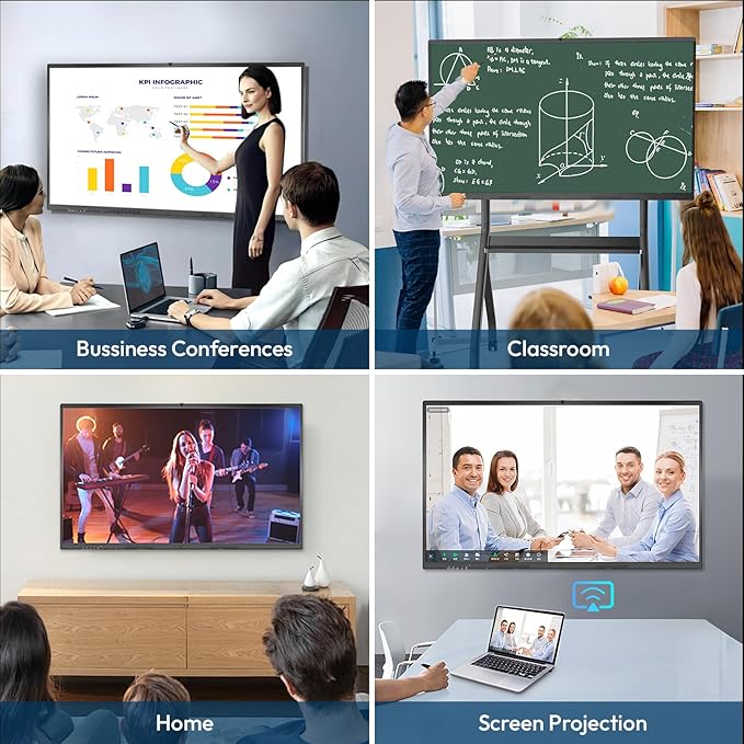 YIXZSWD Smart Board, 85 Inch Interactive Whiteboard 4K Touchscreen Built in - Image 7