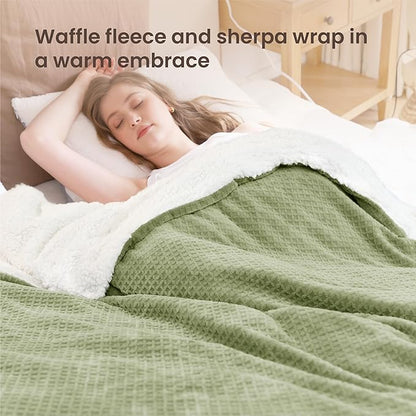 Heated Blanket Electric Blanket Full Waffle, 72x84 Inches Sherpa Fleece Fast - Image 2