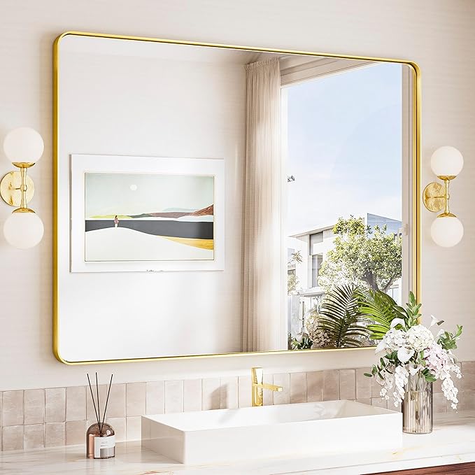 TokeShimi 48x36 Gold Bathroom Mirror by RefinedBathroomAccessories