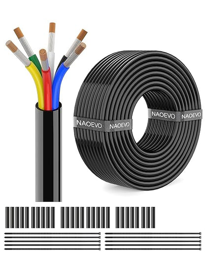 NAOEVO 14 Gauge Wire 6 Conductor Electrical Wire, 14 AWG Stranded PVC Cord by NAOEVO