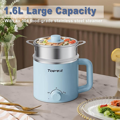 Topwit Hot Pot Electric with Steamer, 1.6L Ramen Cooker, Electric Pot - Image 3