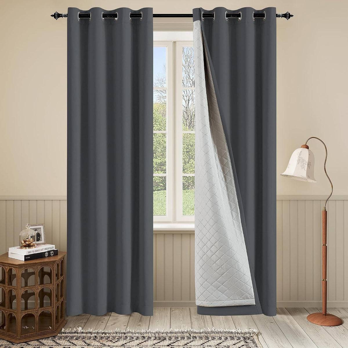 soundproof 3 layers 100% blackout grey curtains 1, main product view