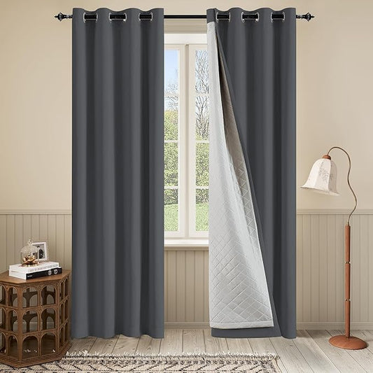 Noise Canceling Curtains Soundproof 3-in-1 Grommet Full Blackout Curtains by OYRING