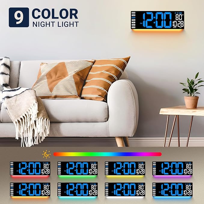 16.5" Large Digital Wall Clock: Wall Mount Decor Clock Large Display - Image 2