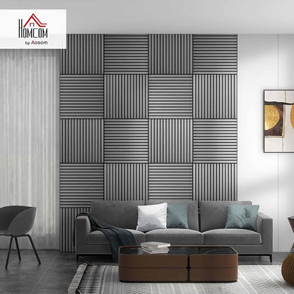 HOMCOM 4 Pack 3D Acoustic Panels, Wood Slat Wall Paneling - Image 2