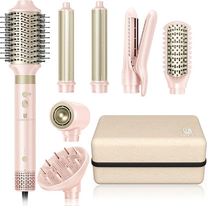 Hair Dryer Brush 8-in-1 Dual Voltage Hot Air Styler – Fast-Drying 110, 000 RPM by TakeHairSalonHome