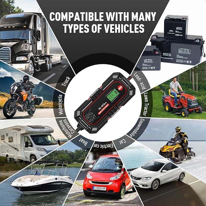 Sailnovo 10A Car Battery Charger, 6V and 12V Car Trickle Charger, 10-Stages - Image 9