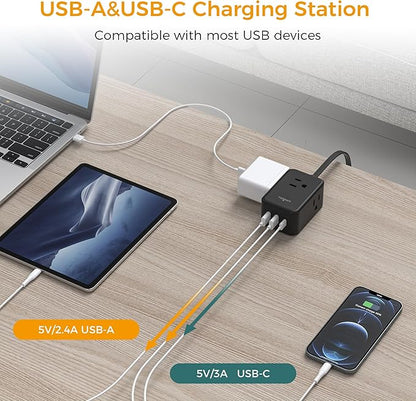 Flat Black Extension Cord, TESSAN Ultra Thin Power Strip - Image 4