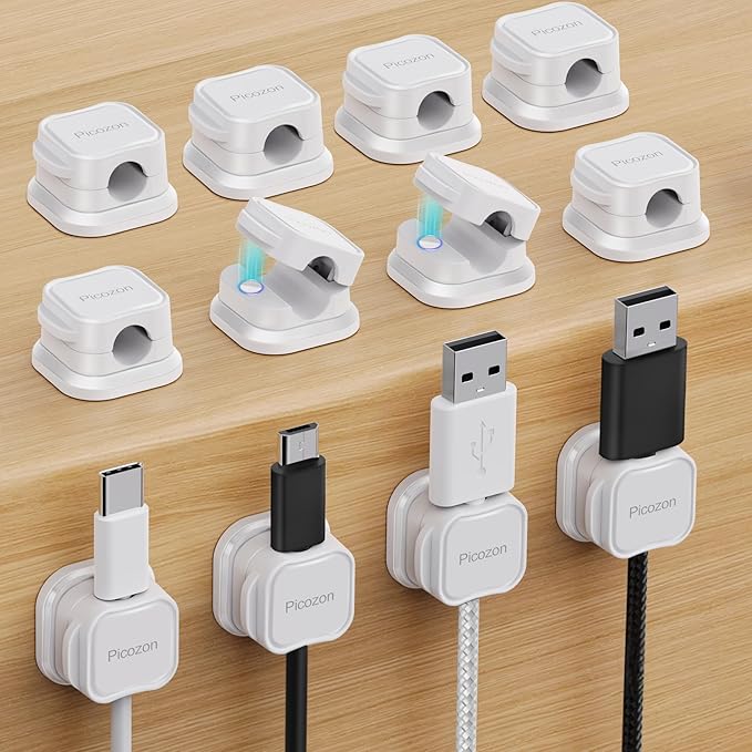 12 Pack Magnetic Cable Clip Organizer Cord Holder, Picozon Adhesive Cable by Picozon
