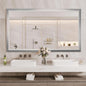 Amorho Bathroom Mirror, 55x32 Inch Silver Thick Metal Framed Wall Mirrors by Amorho