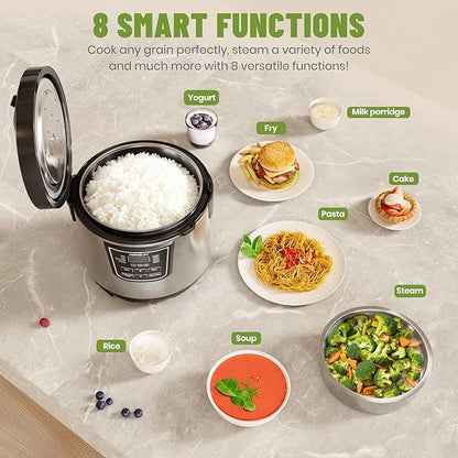 20 Cup Cooked Rice Cooker with 8 Functions, Healthy Cooking Stainless Steel Pot - Image 4