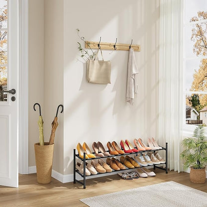 Tajsoon Expandable Shoe Rack for Closet 2 Tier, 28“-41“ Adjustable & Stackable - Image 2