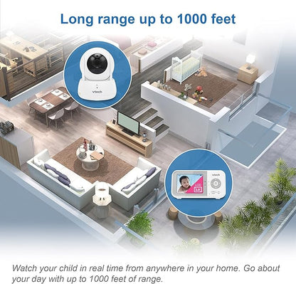 VTech VM923 Baby Monitor, 2.8” Screen, Pan-Tilt-Zoom, 1000ft Long Range - Image 8