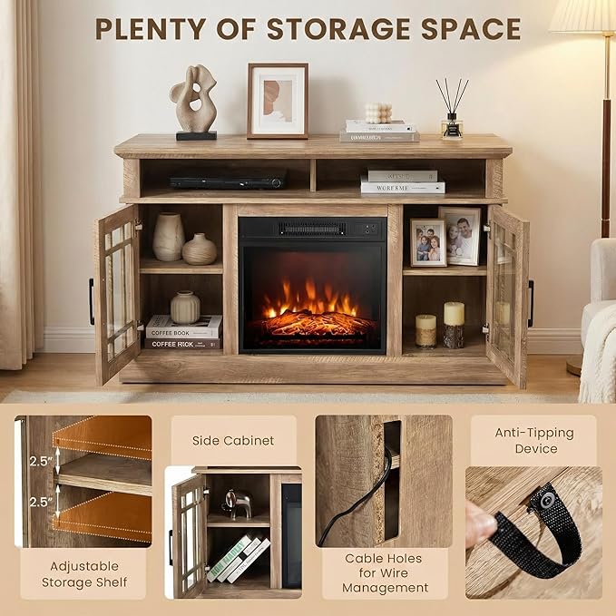SIMOE 48 Inch Electric Fireplace TV Stand, TV Console - Image 4